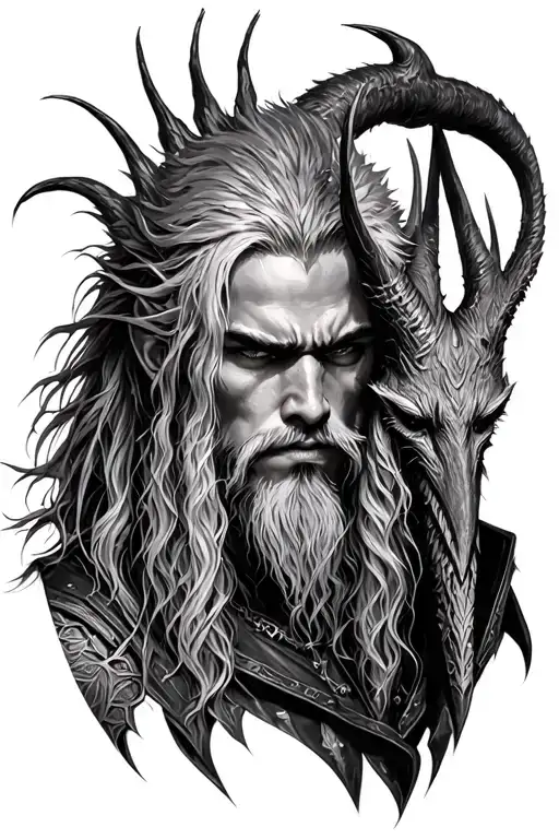 geralt of rivia, leshy, wildhunt and striga tattoo design idea