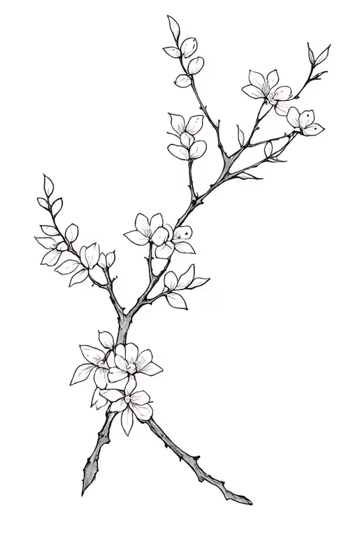 white myrtle tree branch flowering tattoo design idea