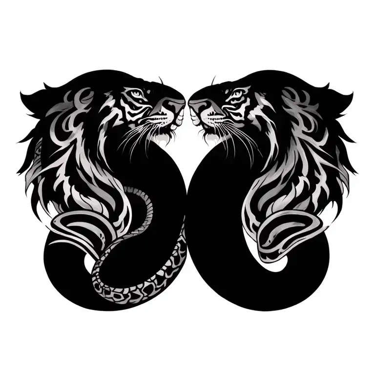 Gemini Snakes, Sagittarius Tiger and Mother Pisces tattoo design idea