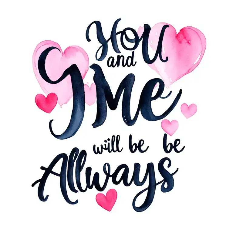 "You and Me will be Always" hearts tattoo design idea