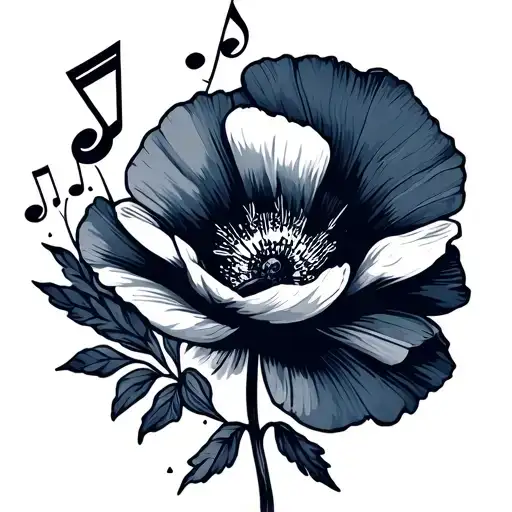 compass Australia family music note poppy flower navy love tattoo design idea