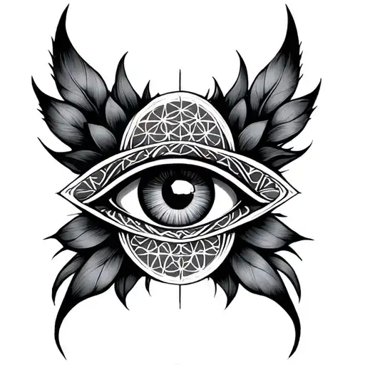 Horus Eye, Flower of life, fusion tattoo design idea