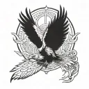 weasel and soaring eagle tattoo design idea