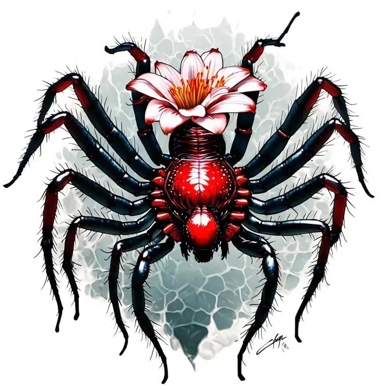 Tokyo ghoul centipede with red spider Lillie's on spine  tattoo design idea
