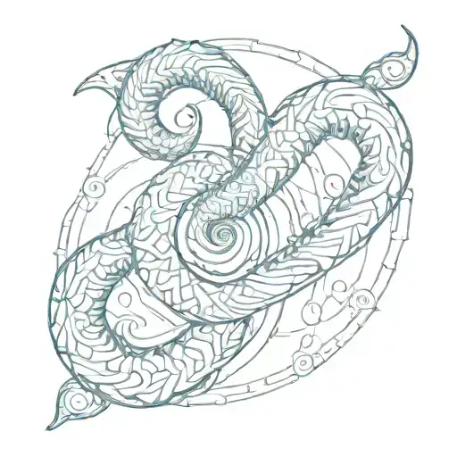 golden spiral and oroboros serpent tattoo design idea