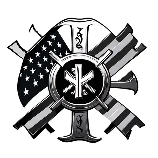 American flag firefighter Maltese cross tattoo design idea