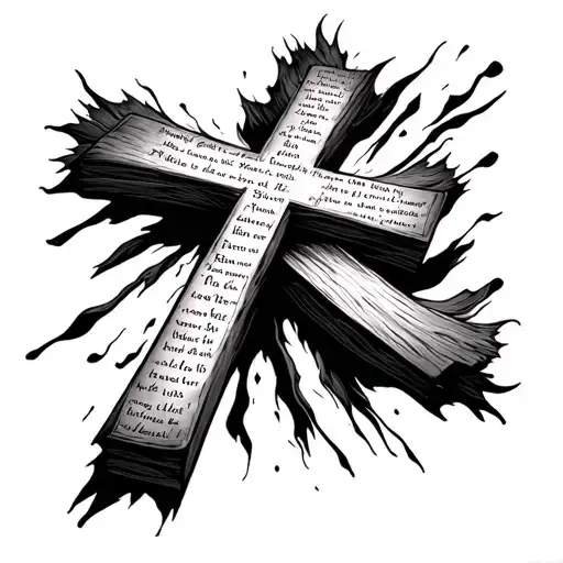 cross made of verses 1 chronicles 16 34 and colossians 3 23 tattoo design idea