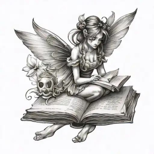 Fairy Reading A Book love tattoo design idea
