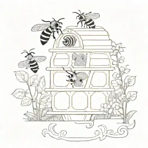 bee hive honey natrue landscape tattoo featuring tattoo design idea