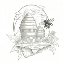 bee hive honey natrue landscape tattoo featuring tattoo design idea
