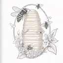 bee hive honey natrue landscape tattoo featuring tattoo design idea