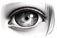 young girl with one galaxy eye socket, alien third eye tattoo design idea