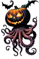 jack o lantern, tentacles, eldritch, deep space tattoo design idea