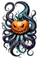 jack o lantern, tentacles, eldritch, deep space tattoo design idea