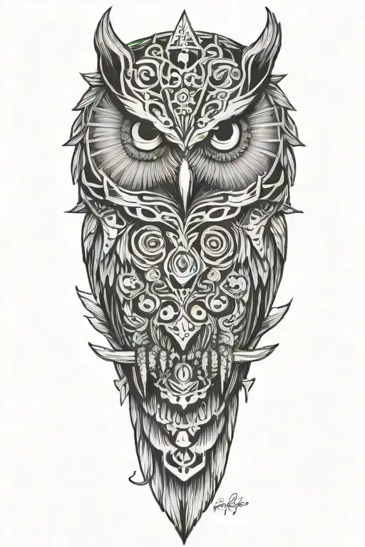 cherokee wizard owl tattoo design idea