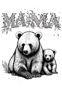 mama bear and two cubs tattoo design idea
