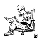 Fallout Vault Boy reading sitting tattoo design idea