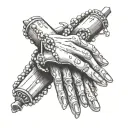 praying hands rosary tattoo design idea