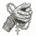 praying hands rosary tattoo design idea