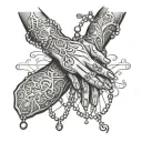 praying hands rosary tattoo design idea