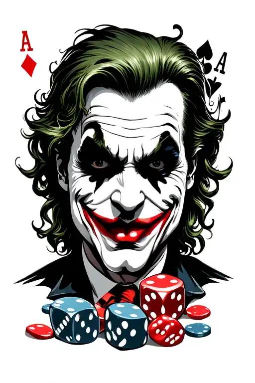 gambling, poker, dice, cards, joker tattoo design idea