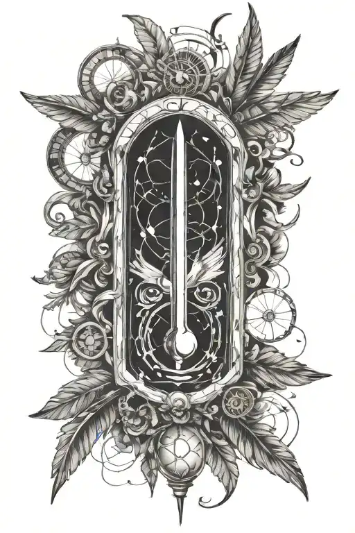 Combine the Alchemical sign for mercury, a pen, wings, simple  tattoo design idea