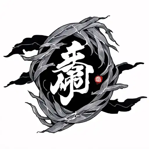 Tattoo with the name kintsugi with some japanese pattern tattoo design idea