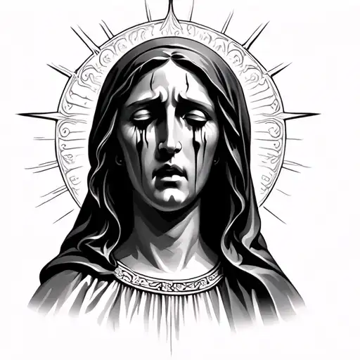 Virgin Mary crying tattoo design idea