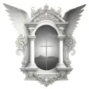 HEAVEN GATE WITH Trinity God sympols compined tattoo design idea