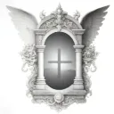 HEAVEN GATE WITH Trinity God sympols compined tattoo design idea