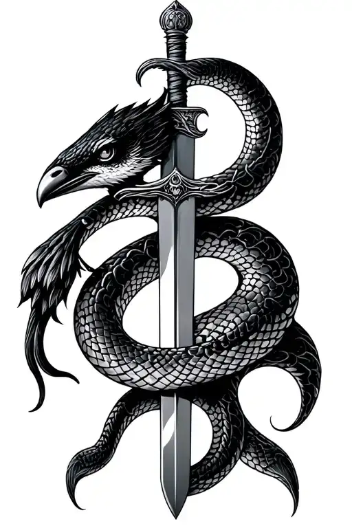 sword snake bird old school tattoo tattoo design idea