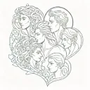 Parents - mother Shiree dad - Hayden - husband and wife and two children Kira 16 and Alaric 14 - Interlocking Hearts tattoo design idea