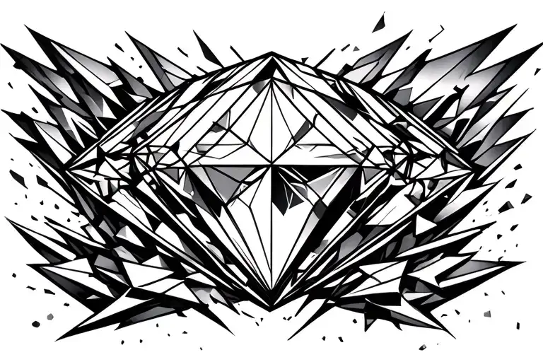 shattered diamond tattoo design idea