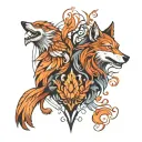 wolf and phoenix  tattoo design idea