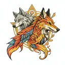 wolf and phoenix  tattoo design idea