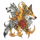 wolf and phoenix  tattoo design idea