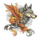 wolf and phoenix  tattoo design idea