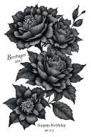 Create a small thin lined tattoo with a Portuguese-inspired type of tile and space for birthday dates. tattoo design idea