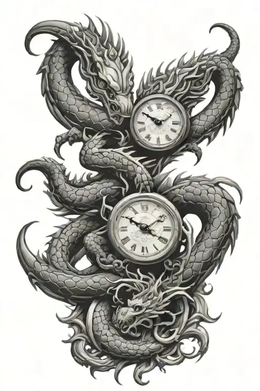 scorpion dragon clock tattoo design idea