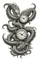 scorpion dragon clock tattoo design idea