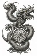 scorpion dragon clock tattoo design idea