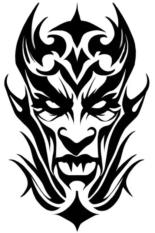 Devil face morphing tattoo design idea