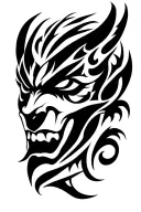 Devil face morphing tattoo design idea
