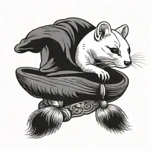 an ermine with a vietnamese hat tattoo design idea
