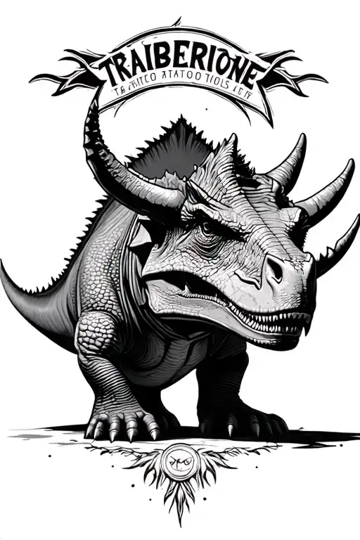 Triceratops line tattoo design idea