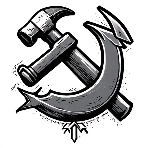 communism hammer and sickle representing the strength tattoo design idea