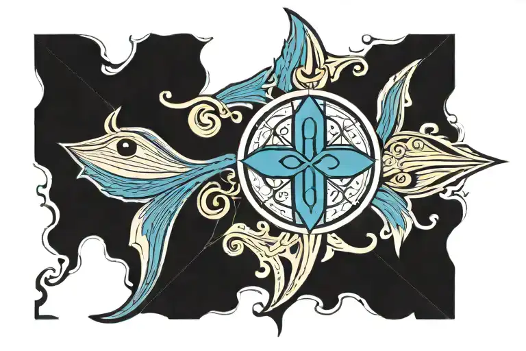 Ichthys Christian symbol with a Chi Rho inside the outline.  tattoo design idea