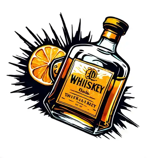 Whiskey bottle  tattoo design idea
