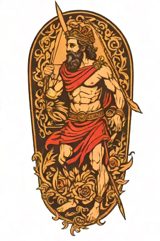 odysseus with spear greek tattoo design idea