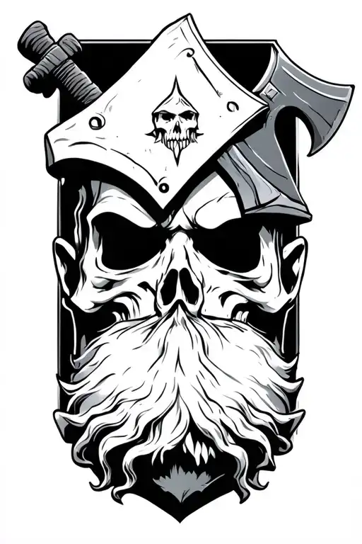 an executioner with an axe in his left hand and a head in his right hand tattoo design idea